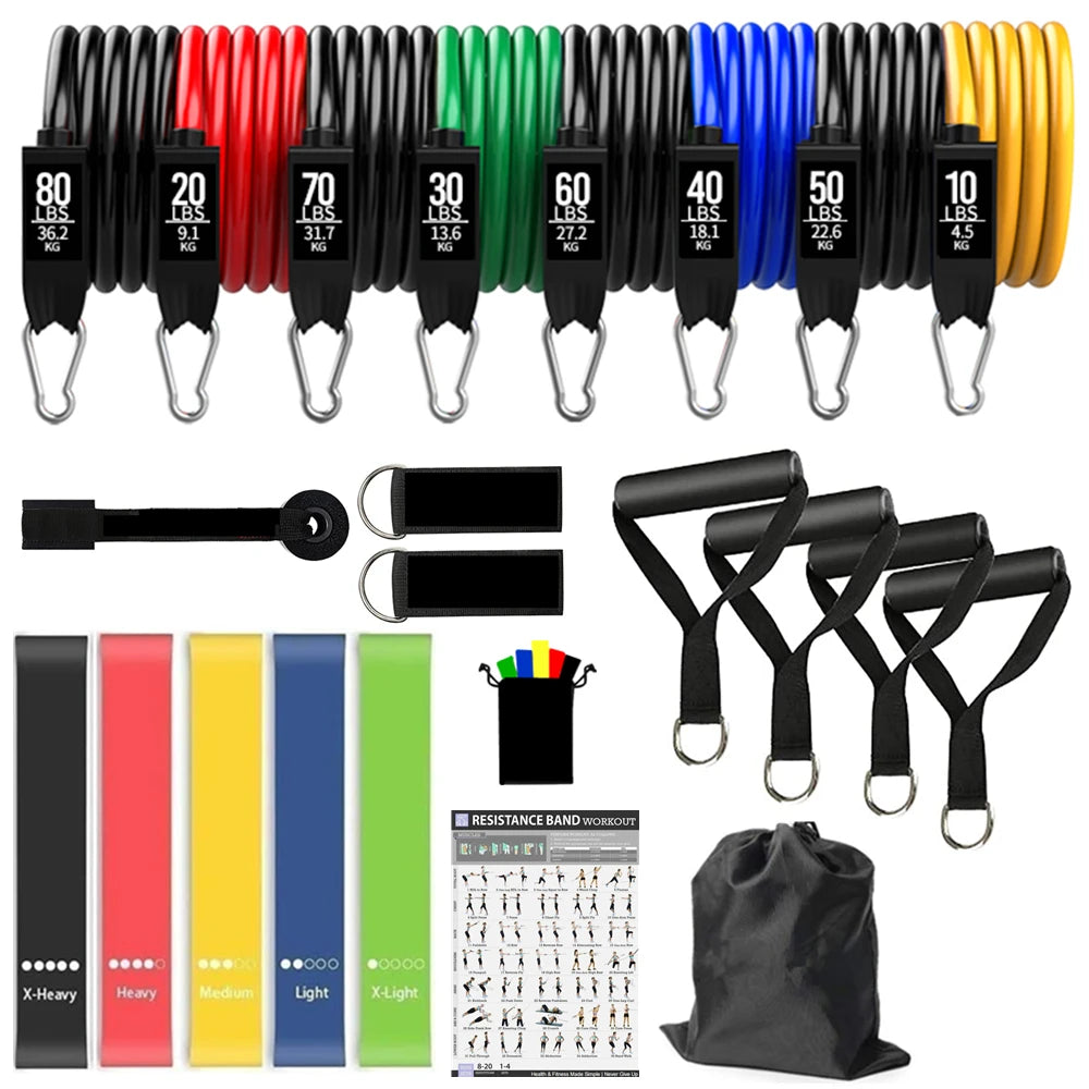 Portable Home Gym Bar with Resistance Bands – Full-Body Workout Kit