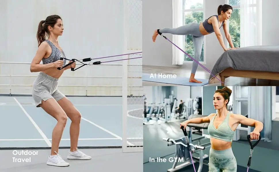 Portable Home Gym Bar with Resistance Bands – Full-Body Workout Kit