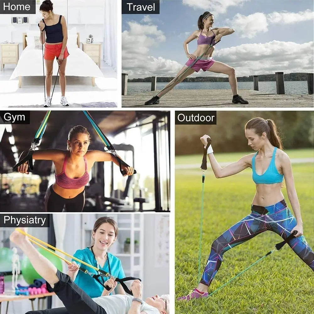 11PCS Latex Resistance Pull Bands Rope for Pilates, Yoga, CrossFit, Fitness