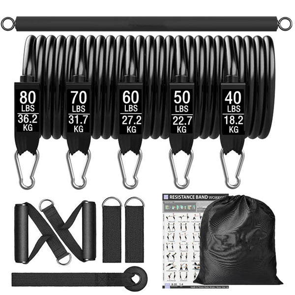 Portable Home Gym Bar with Resistance Bands – Full-Body Workout Kit