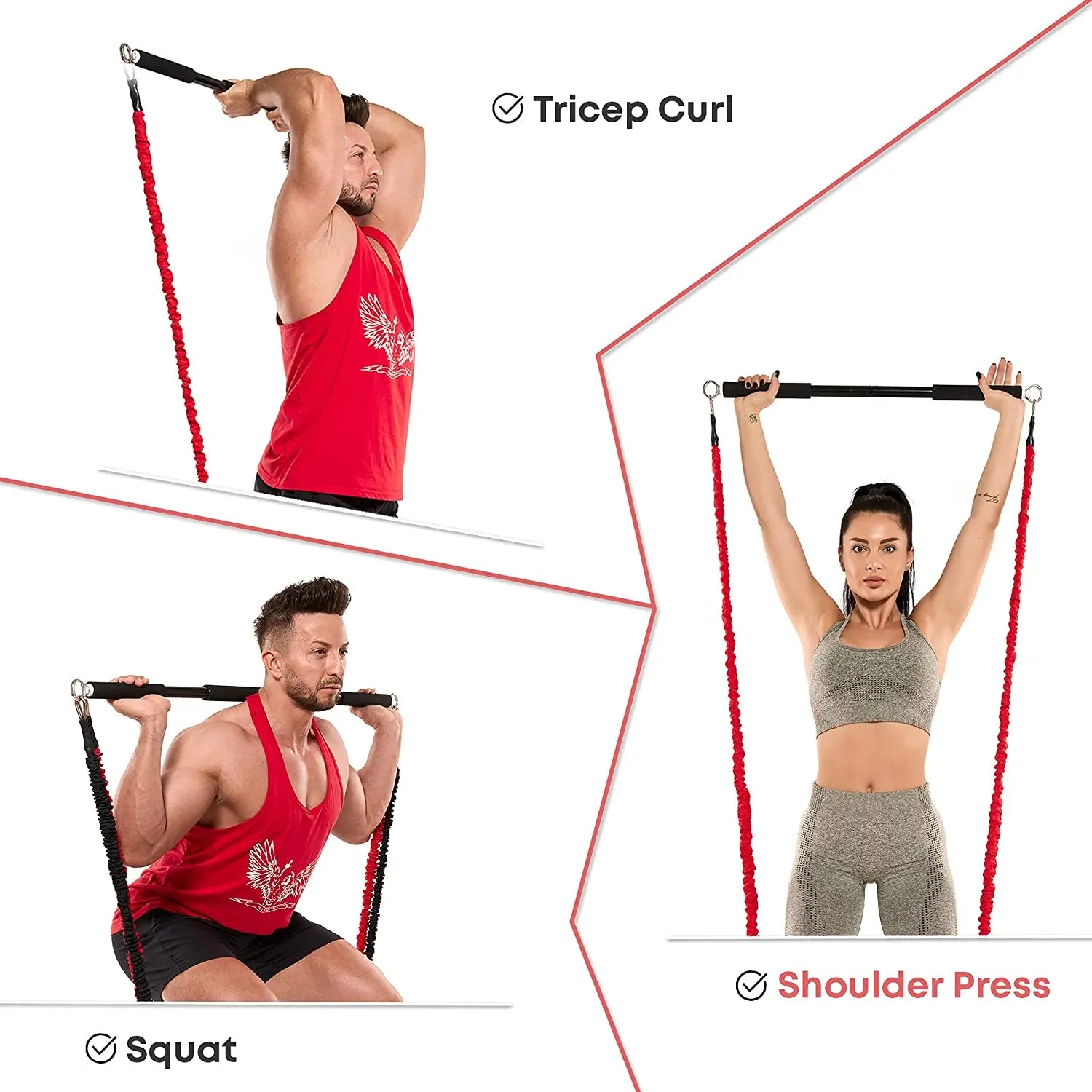 Portable Home Gym Bar with Resistance Bands – Full-Body Workout Kit