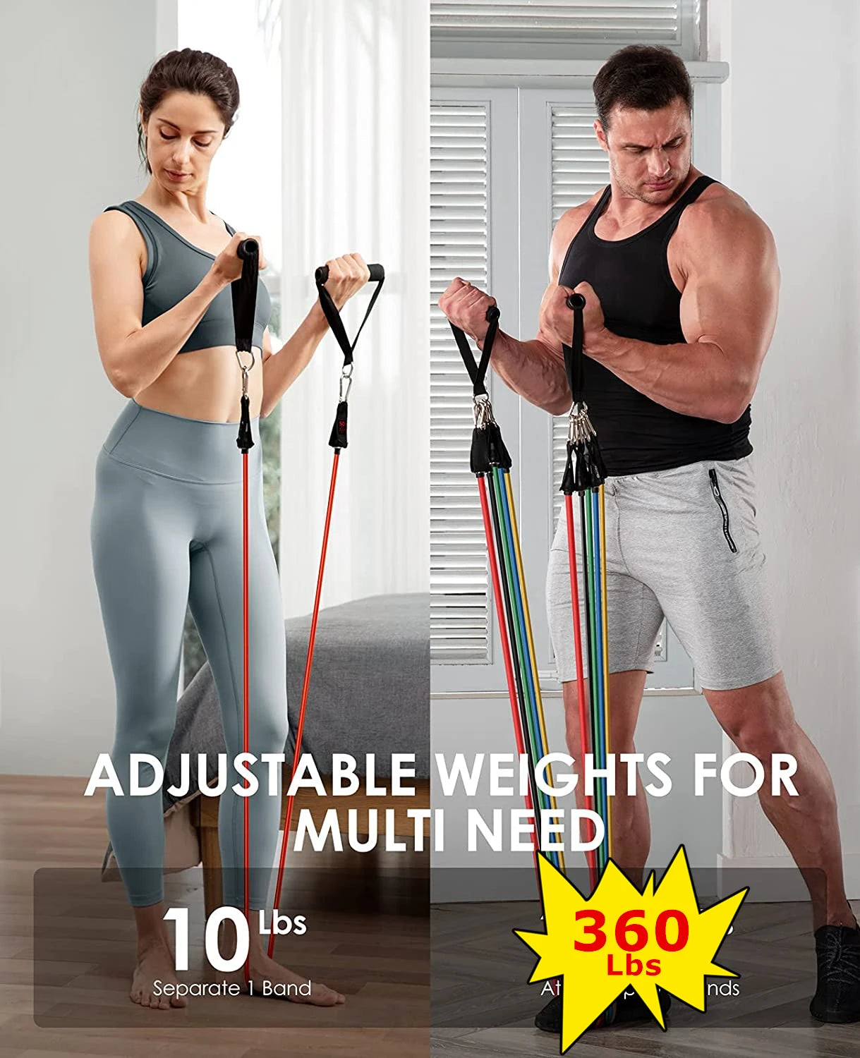 Portable Home Gym Bar with Resistance Bands – Full-Body Workout Kit