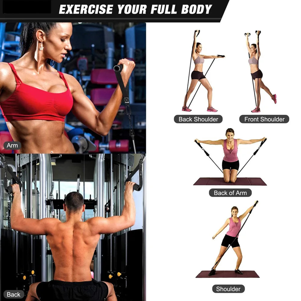 Portable Home Gym Bar with Resistance Bands – Full-Body Workout Kit