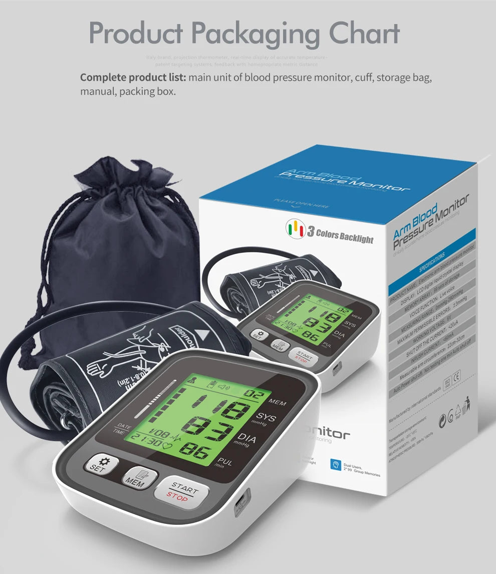 KIUZOU Upper Arm Blood Pressure Monitor – Automatic Digital BP Machine with Large Display & Adjustable Cuff