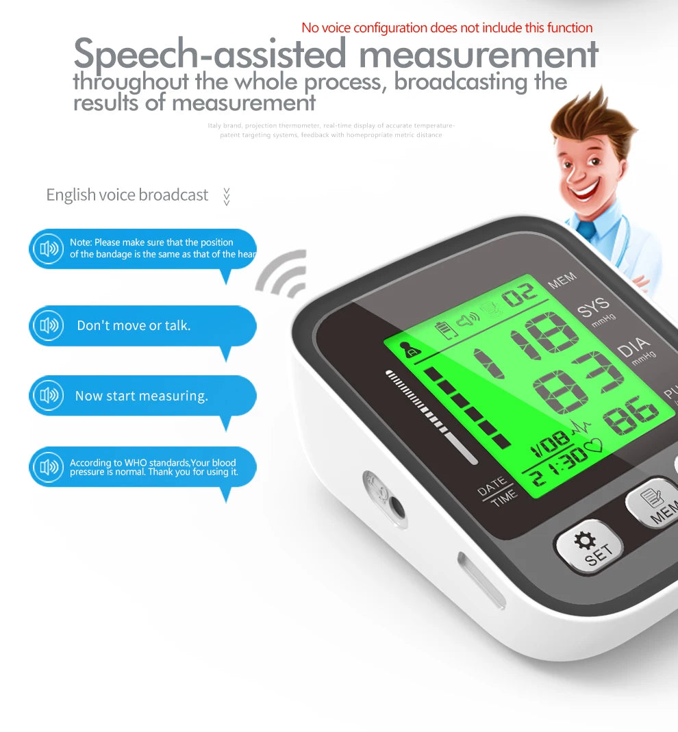 KIUZOU Upper Arm Blood Pressure Monitor – Automatic Digital BP Machine with Large Display & Adjustable Cuff