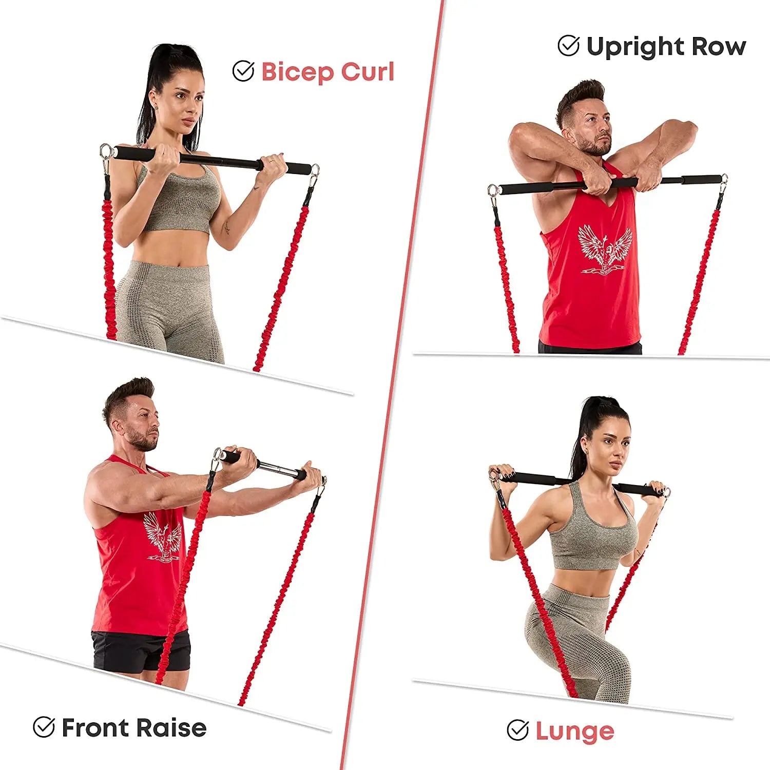 Portable Home Gym Bar with Resistance Bands – Full-Body Workout Kit
