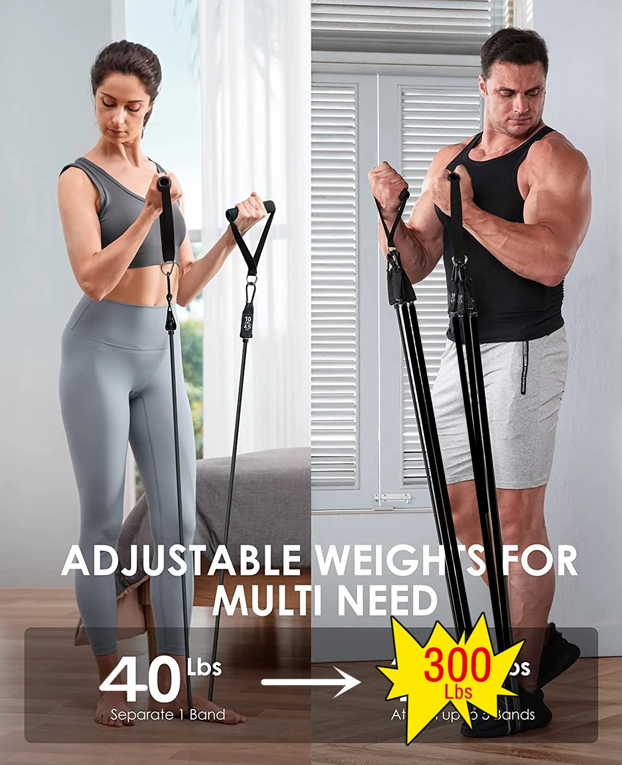 Portable Home Gym Bar with Resistance Bands – Full-Body Workout Kit