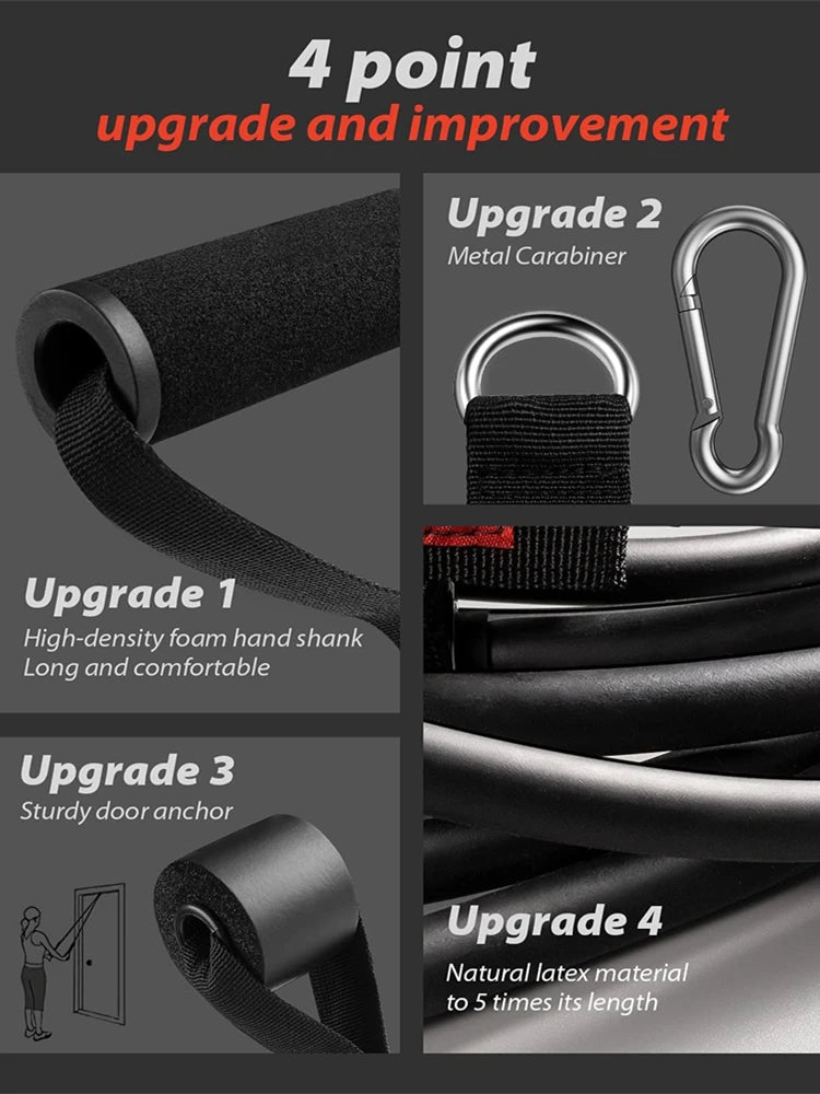Portable Home Gym Bar with Resistance Bands – Full-Body Workout Kit