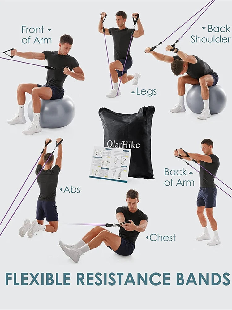 Portable Home Gym Bar with Resistance Bands – Full-Body Workout Kit