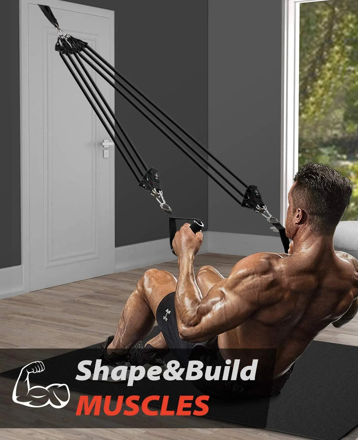 Portable Home Gym Bar with Resistance Bands – Full-Body Workout Kit