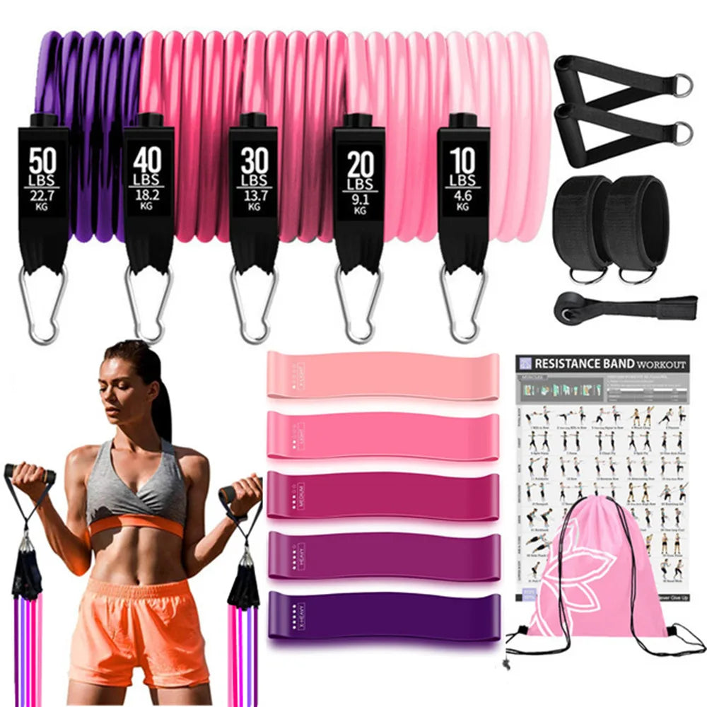 Portable Home Gym Bar with Resistance Bands – Full-Body Workout Kit
