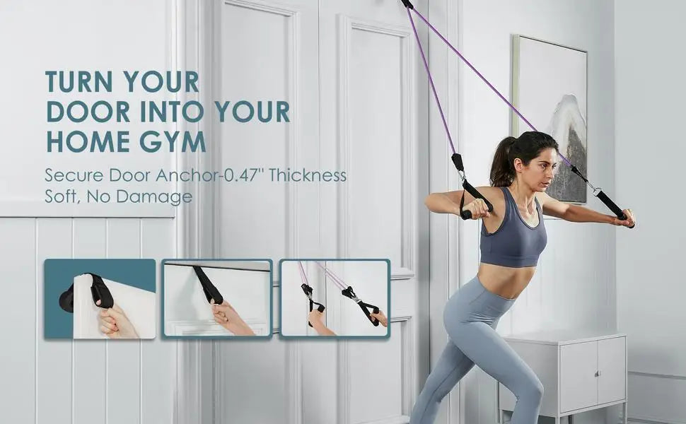 Portable Home Gym Bar with Resistance Bands – Full-Body Workout Kit