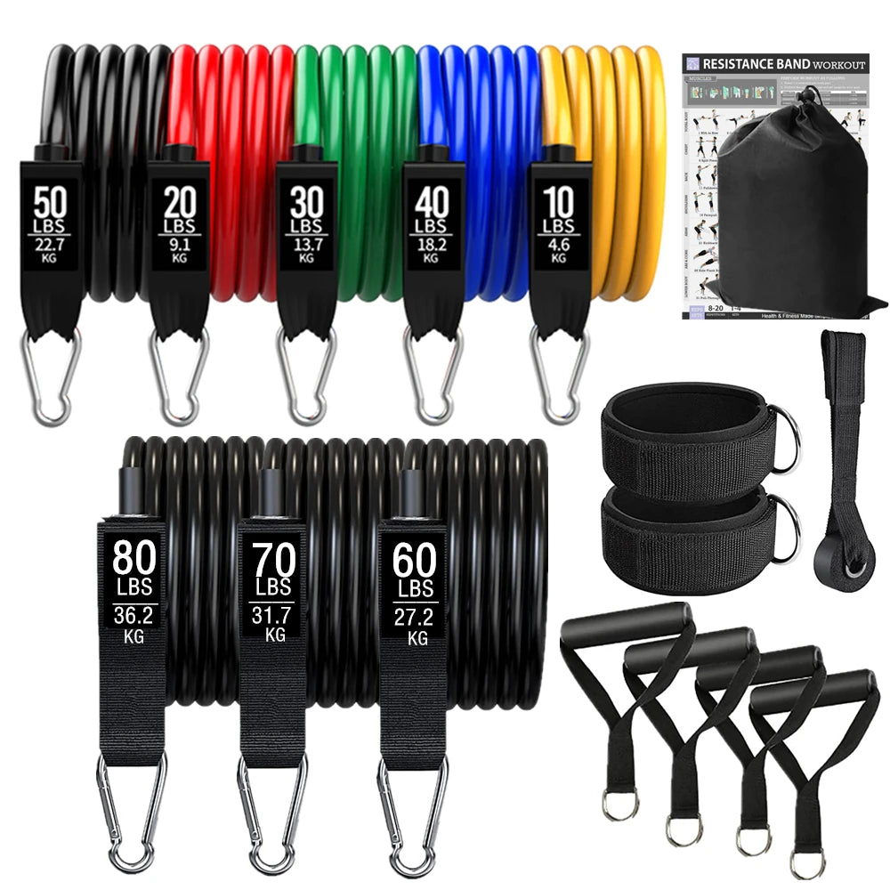 Portable Home Gym Bar with Resistance Bands – Full-Body Workout Kit