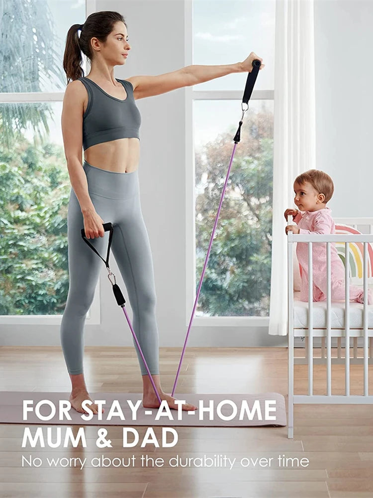 Portable Home Gym Bar with Resistance Bands – Full-Body Workout Kit