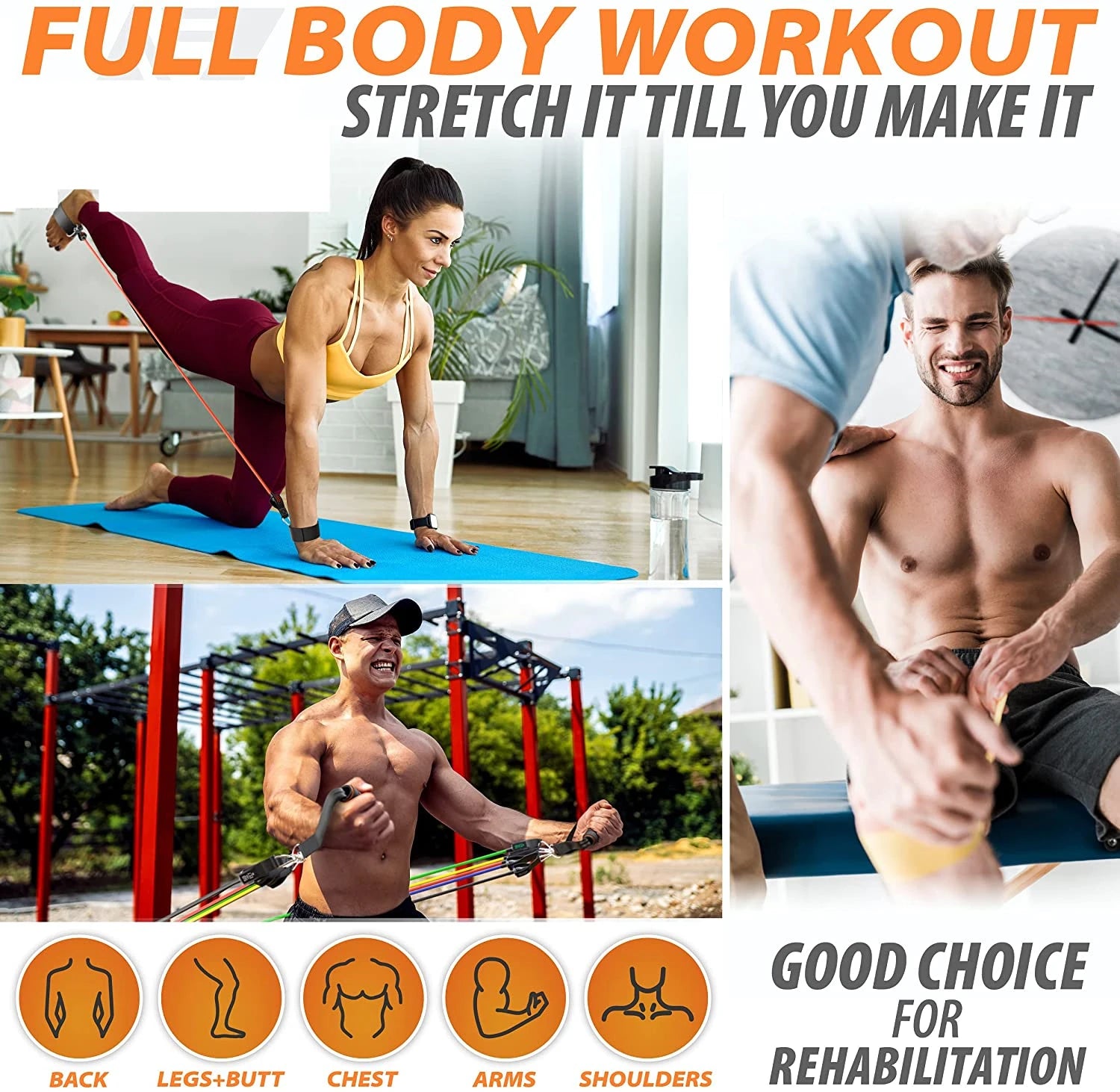 Portable Home Gym Bar with Resistance Bands – Full-Body Workout Kit