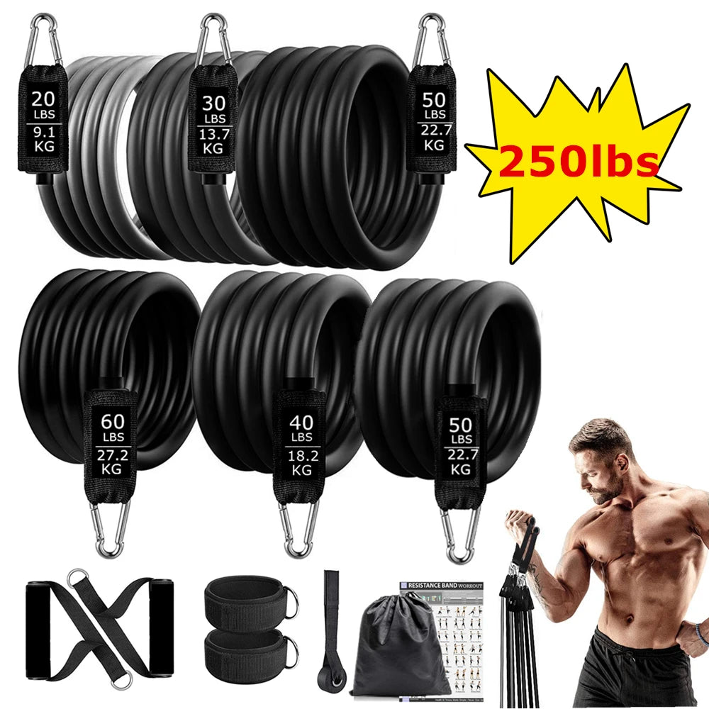 Portable Home Gym Bar with Resistance Bands – Full-Body Workout Kit