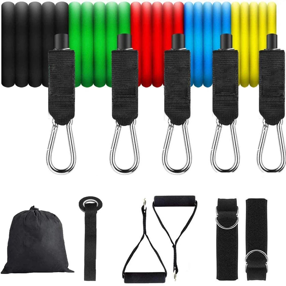 11PCS Latex Resistance Pull Bands Rope for Pilates, Yoga, CrossFit, Fitness