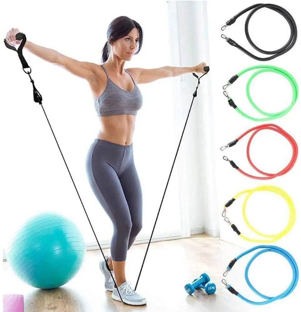 11PCS Latex Resistance Pull Bands Rope for Pilates, Yoga, CrossFit, Fitness