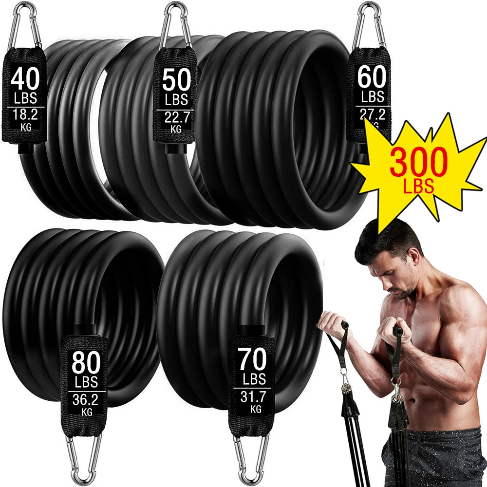 Portable Home Gym Bar with Resistance Bands – Full-Body Workout Kit