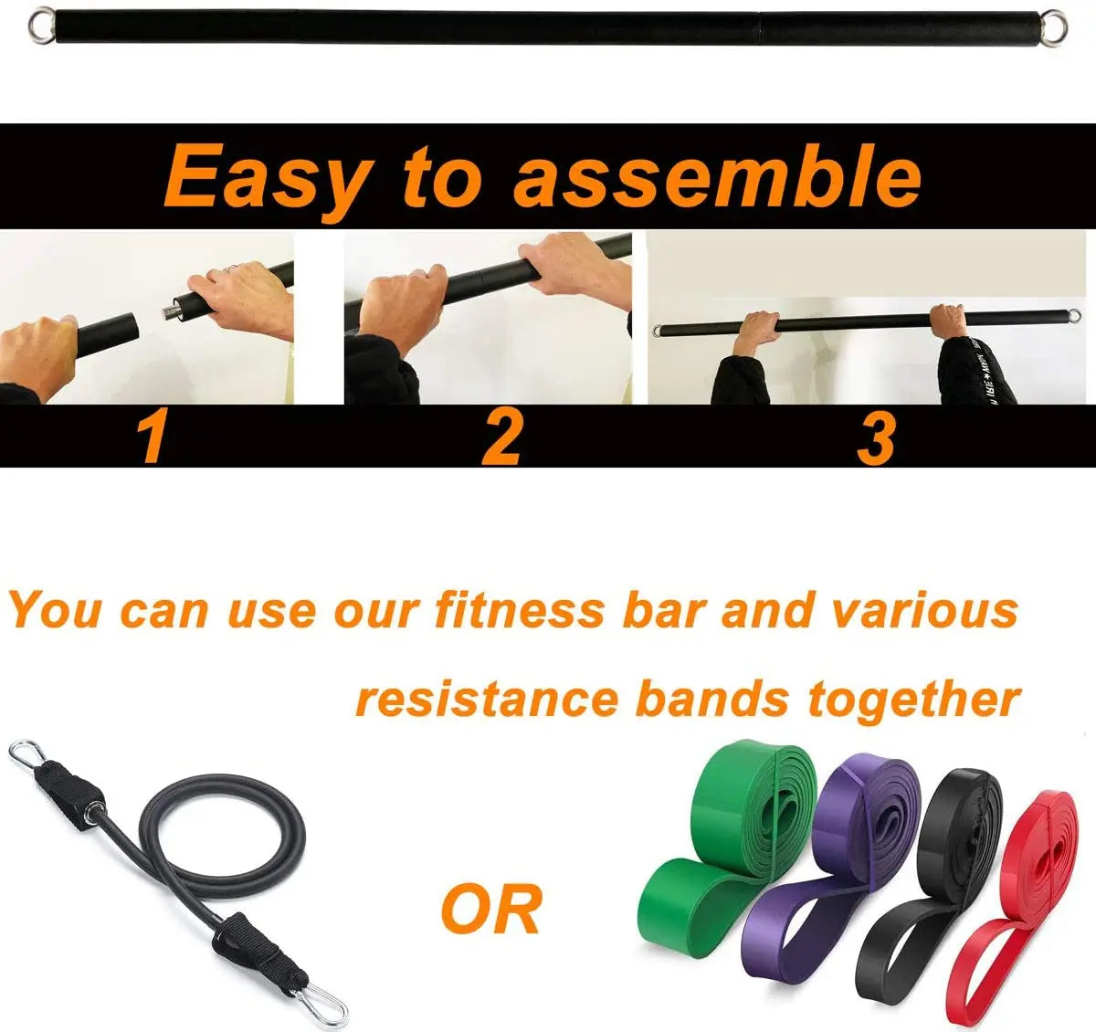 Portable Home Gym Bar with Resistance Bands – Full-Body Workout Kit