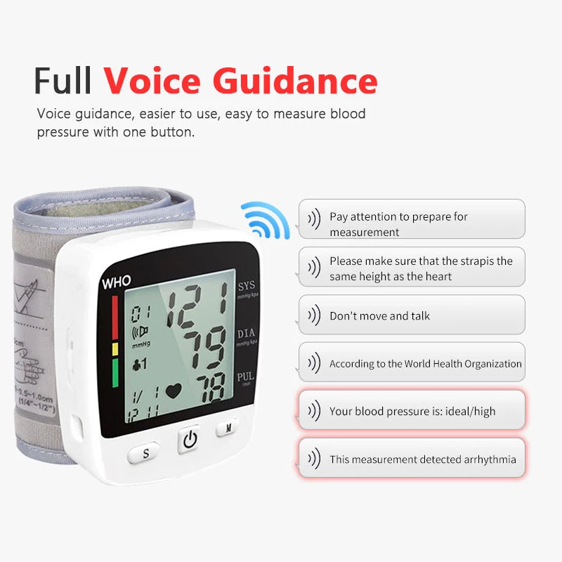 Digital Blood Pressure Monitor – Wrist Tensiometer Electronic Sphygmomanometer