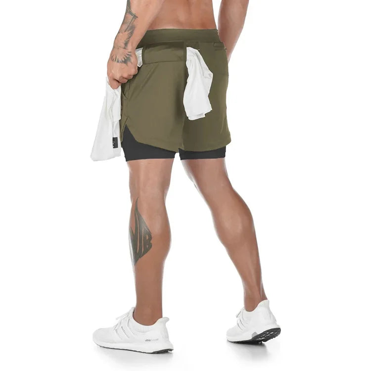 Camo Running Shorts Men – 2-in-1 Quick Dry Workout Shorts