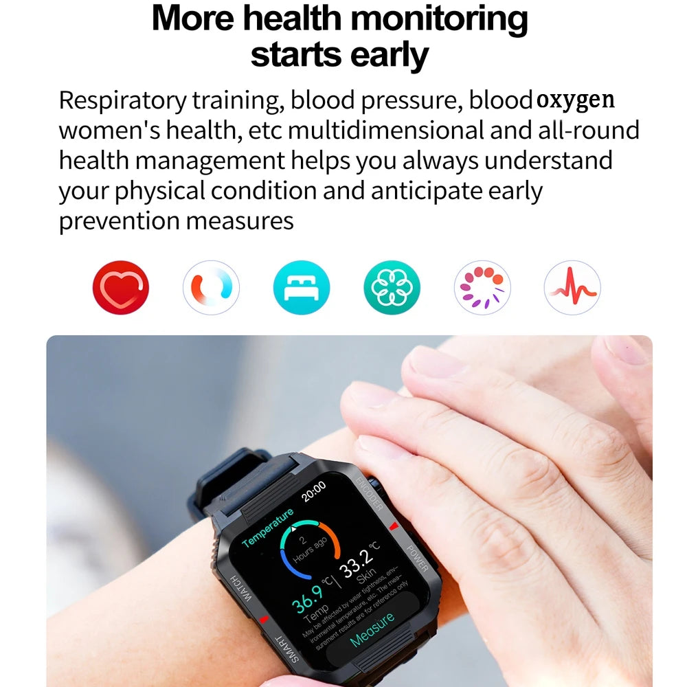 EGC+PPG GPS Fitness Smartwatch for Men – 1.99" HD Screen