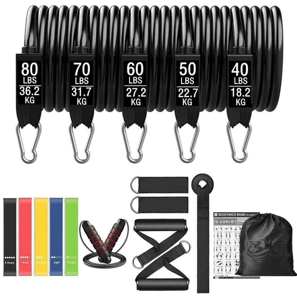 Portable Home Gym Bar with Resistance Bands – Full-Body Workout Kit