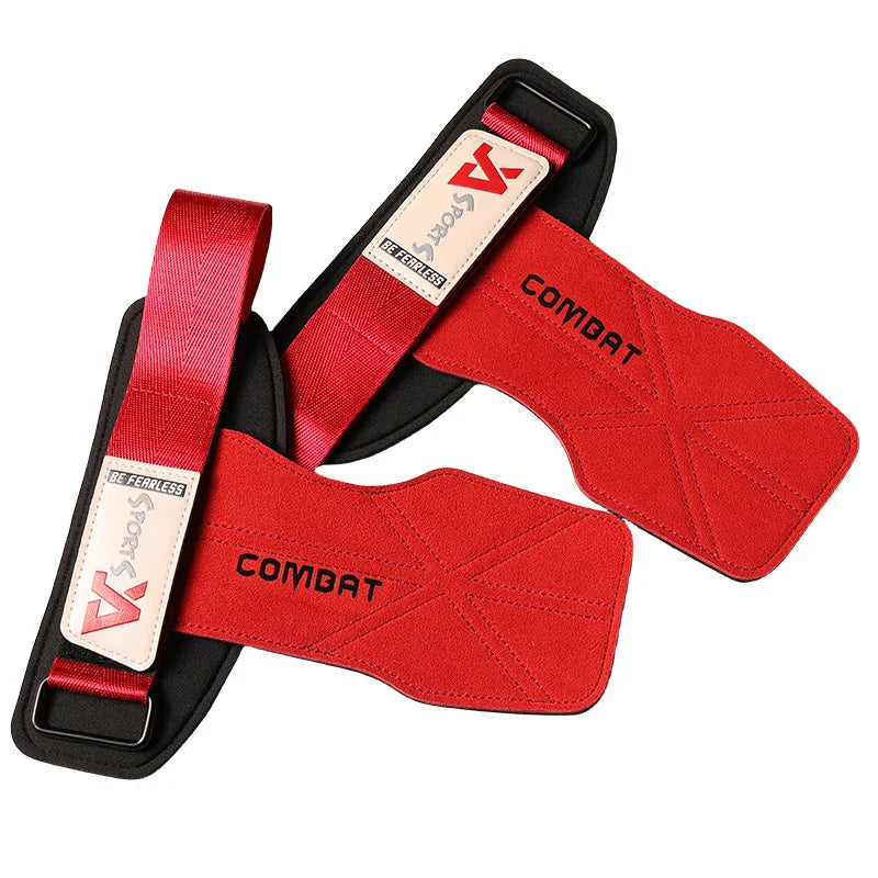 1 Pair Cowhide Gym Gloves Grips – Anti-Skid Weightlifting Pads for Deadlifts & Powerlifting