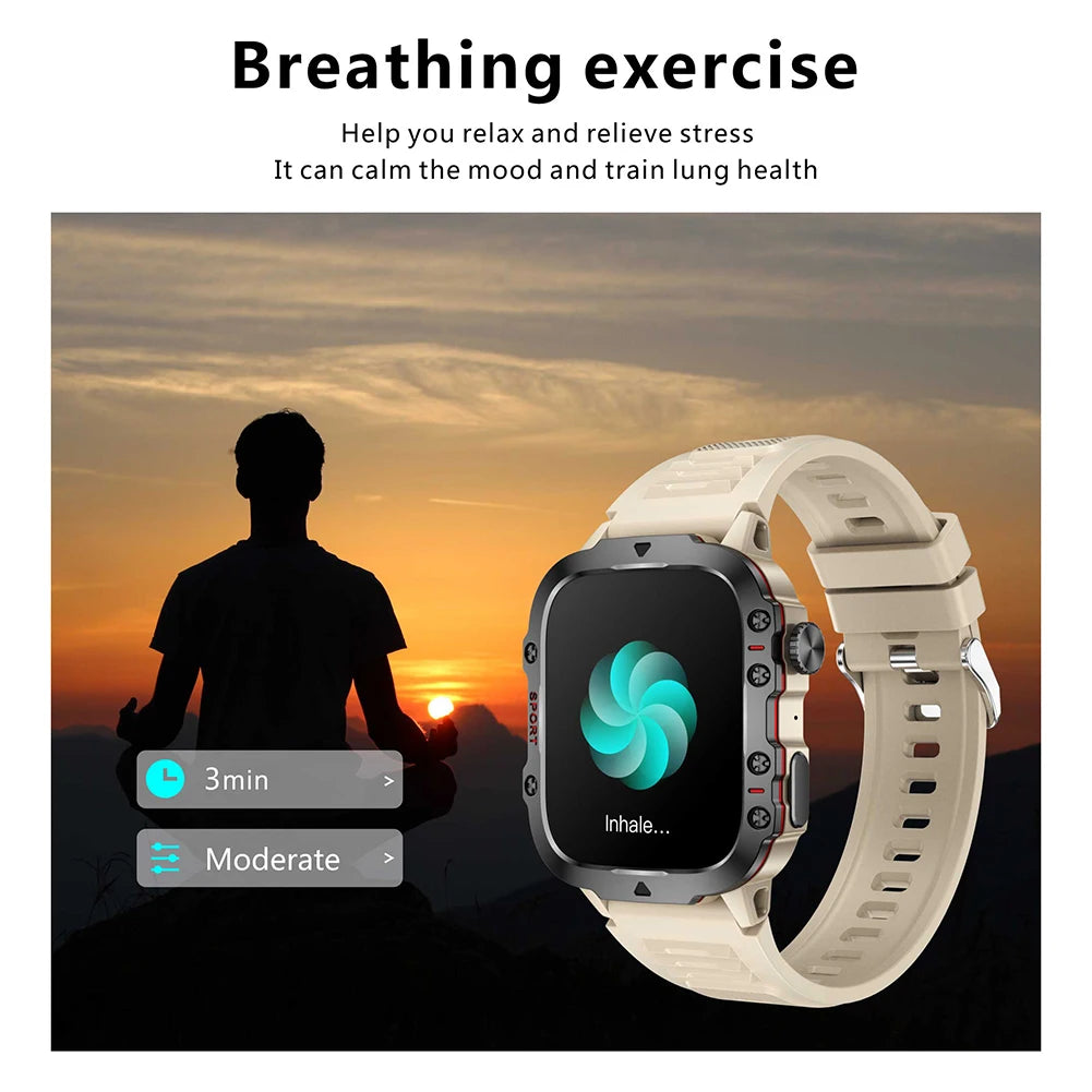 1.96" Touchscreen Men’s Outdoor Smartwatch – AI Voice, 3ATM Waterproof