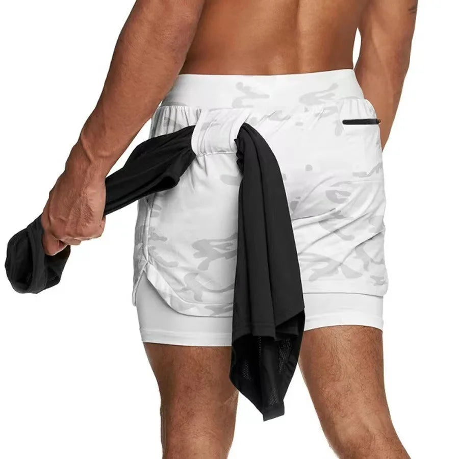 Camo Running Shorts Men – 2-in-1 Quick Dry Workout Shorts