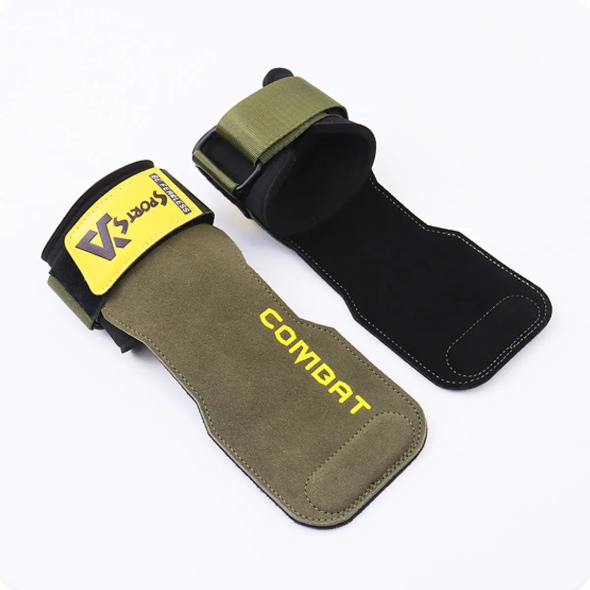 1 Pair Cowhide Gym Gloves Grips – Anti-Skid Weightlifting Pads for Deadlifts & Powerlifting