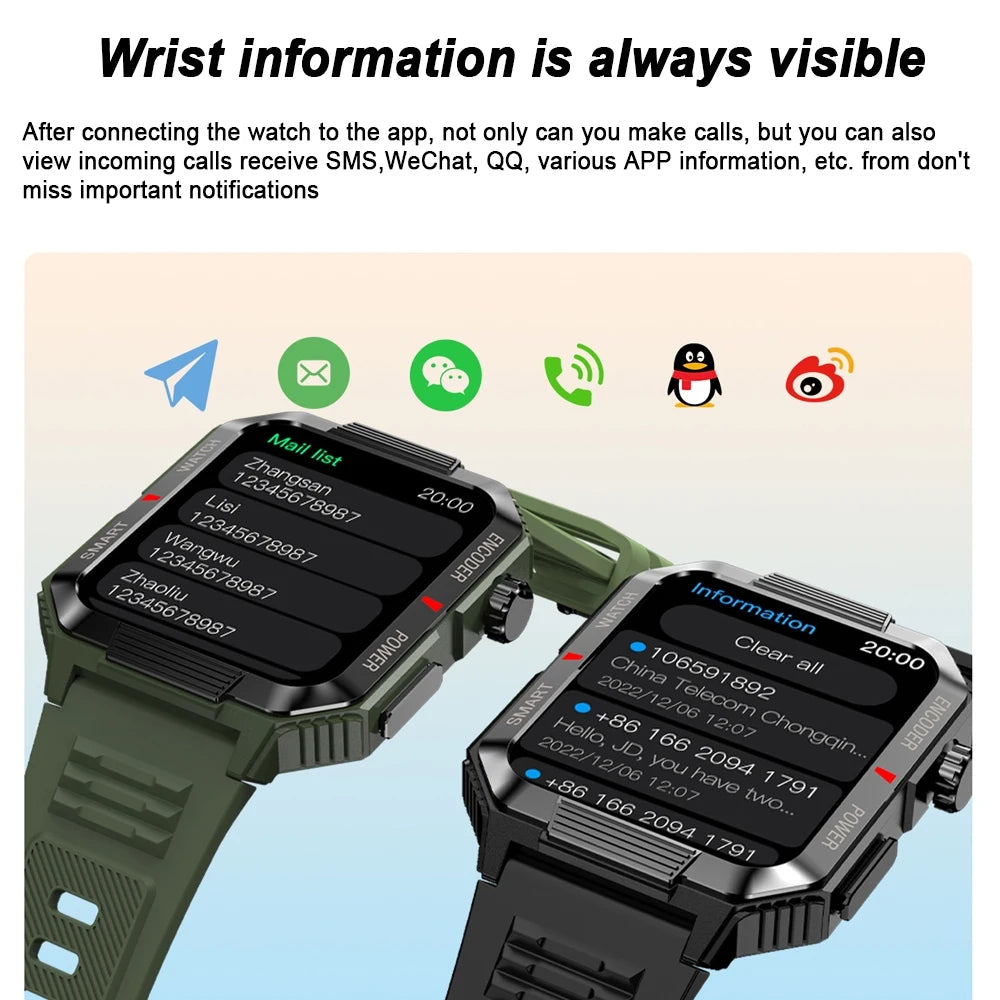 EGC+PPG GPS Fitness Smartwatch for Men – 1.99" HD Screen