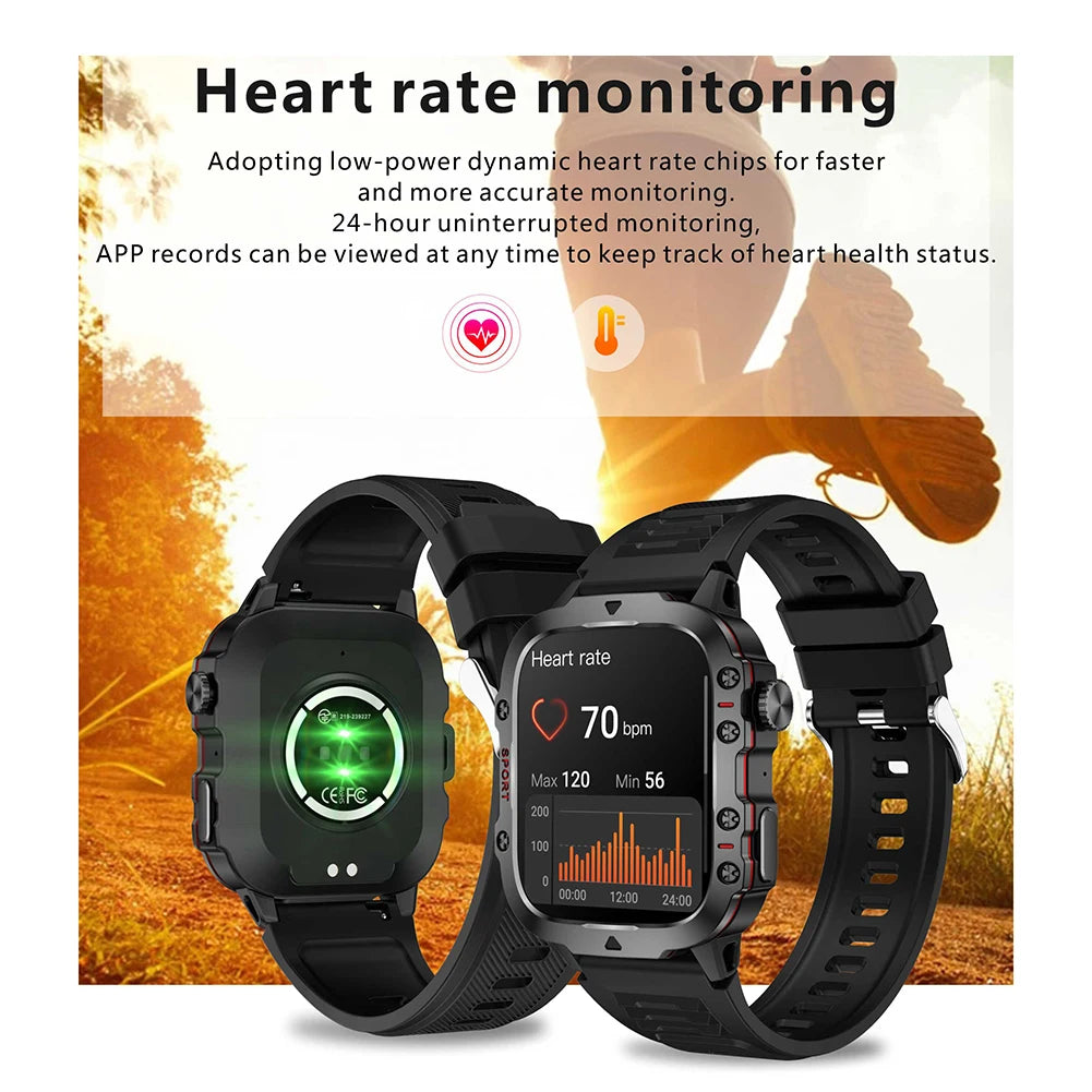 1.96" Touchscreen Men’s Outdoor Smartwatch – AI Voice, 3ATM Waterproof