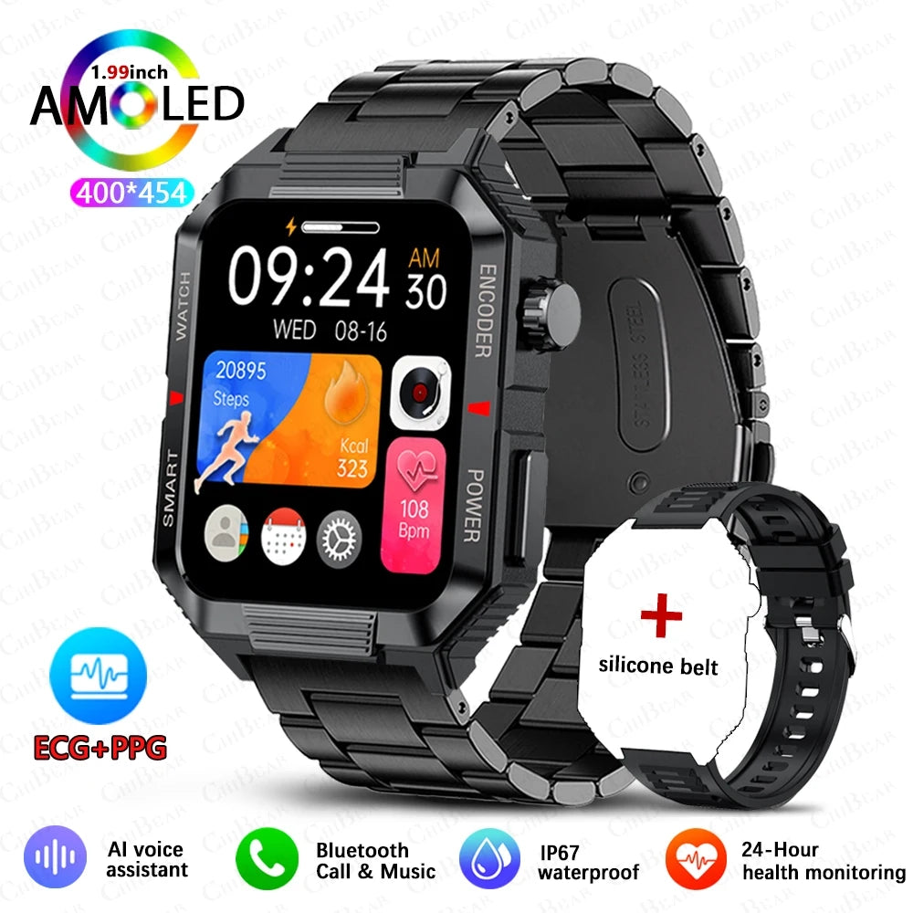 EGC+PPG GPS Fitness Smartwatch for Men – 1.99" HD Screen