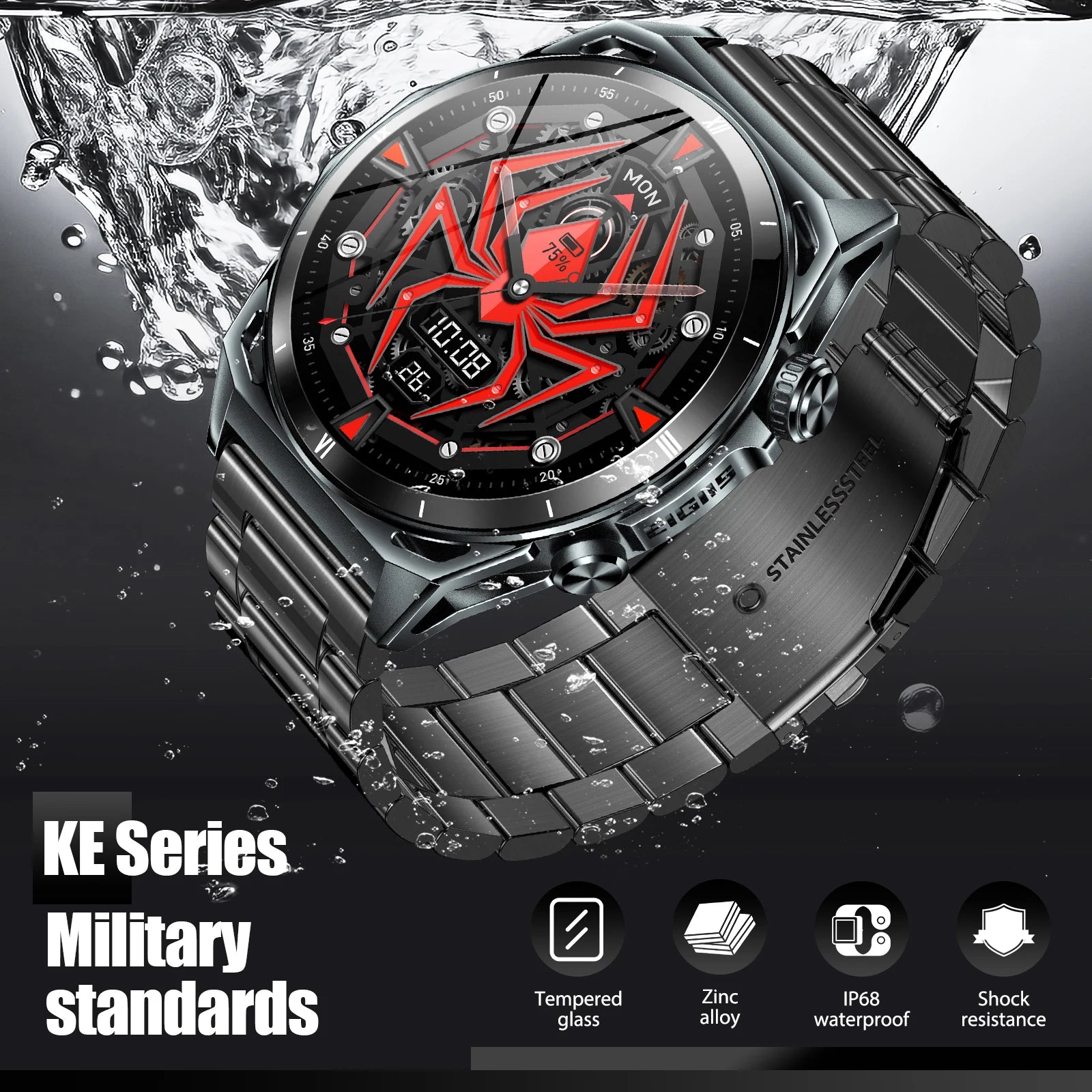 EIGIIS KE6 Smartwatch – 1.43" AMOLED, Bluetooth Call, Waterproof