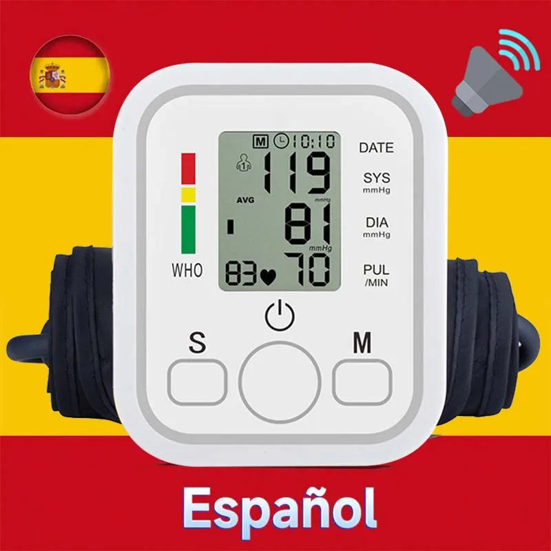 Spanish, English, Portuguese, Russian, No Voice-Digital Arm Blood Pressure Monitor