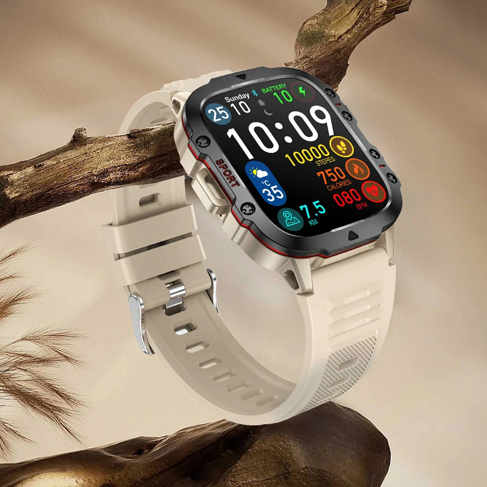 1.96" Touchscreen Men’s Outdoor Smartwatch – AI Voice, 3ATM Waterproof