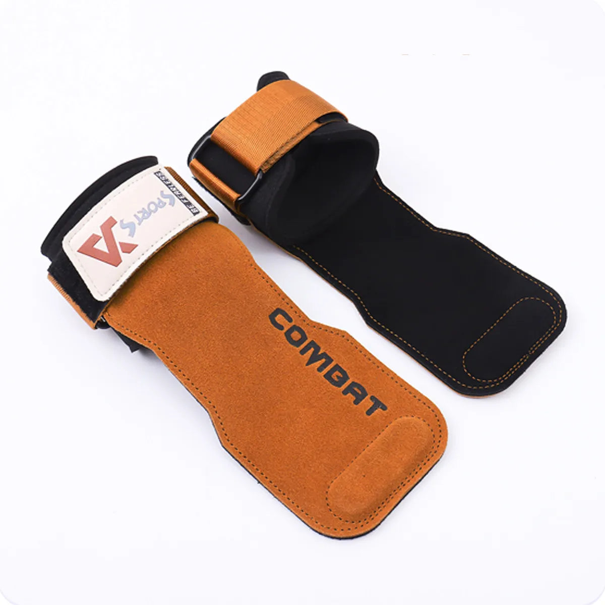 1 Pair Cowhide Gym Gloves Grips – Anti-Skid Weightlifting Pads for Deadlifts & Powerlifting