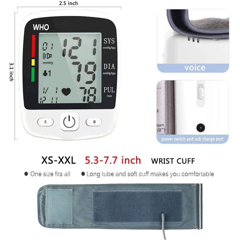 Digital Blood Pressure Monitor – Wrist Tensiometer Electronic Sphygmomanometer
