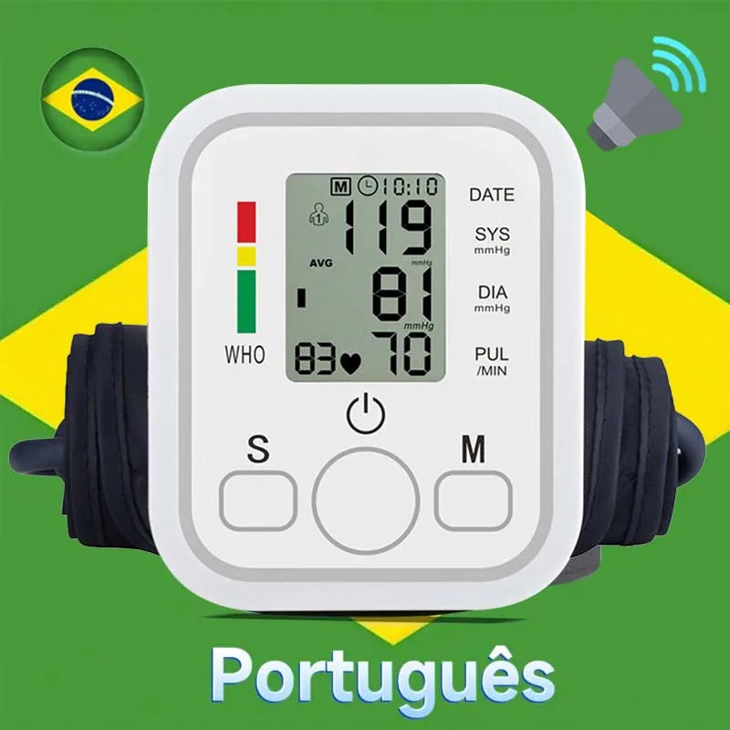 Spanish, English, Portuguese, Russian, No Voice-Digital Arm Blood Pressure Monitor