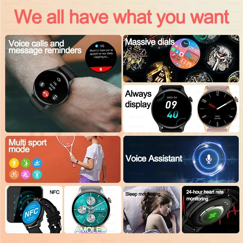 2024 NFC Smartwatch for Women – GPS, Voice & Health Tracker