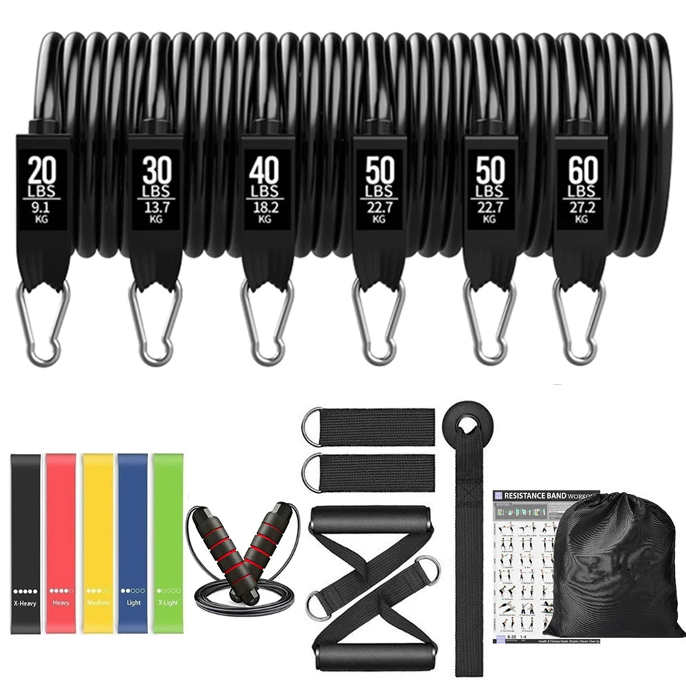Portable Home Gym Bar with Resistance Bands – Full-Body Workout Kit