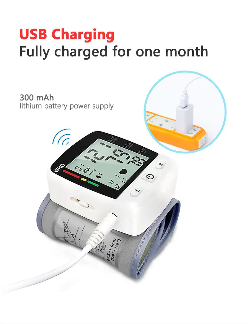 Digital Blood Pressure Monitor – Wrist Tensiometer Electronic Sphygmomanometer