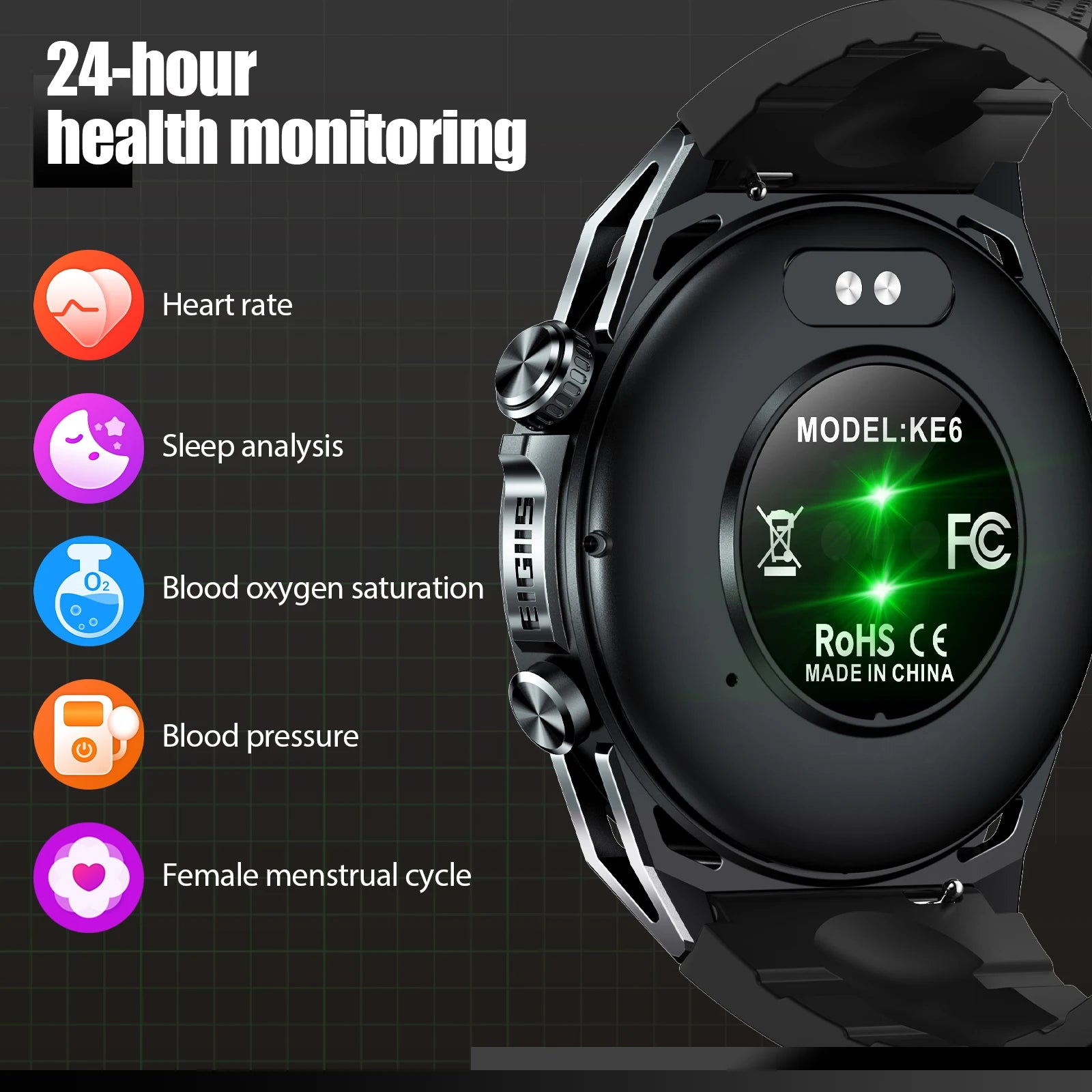 EIGIIS KE6 Smartwatch – 1.43" AMOLED, Bluetooth Call, Waterproof