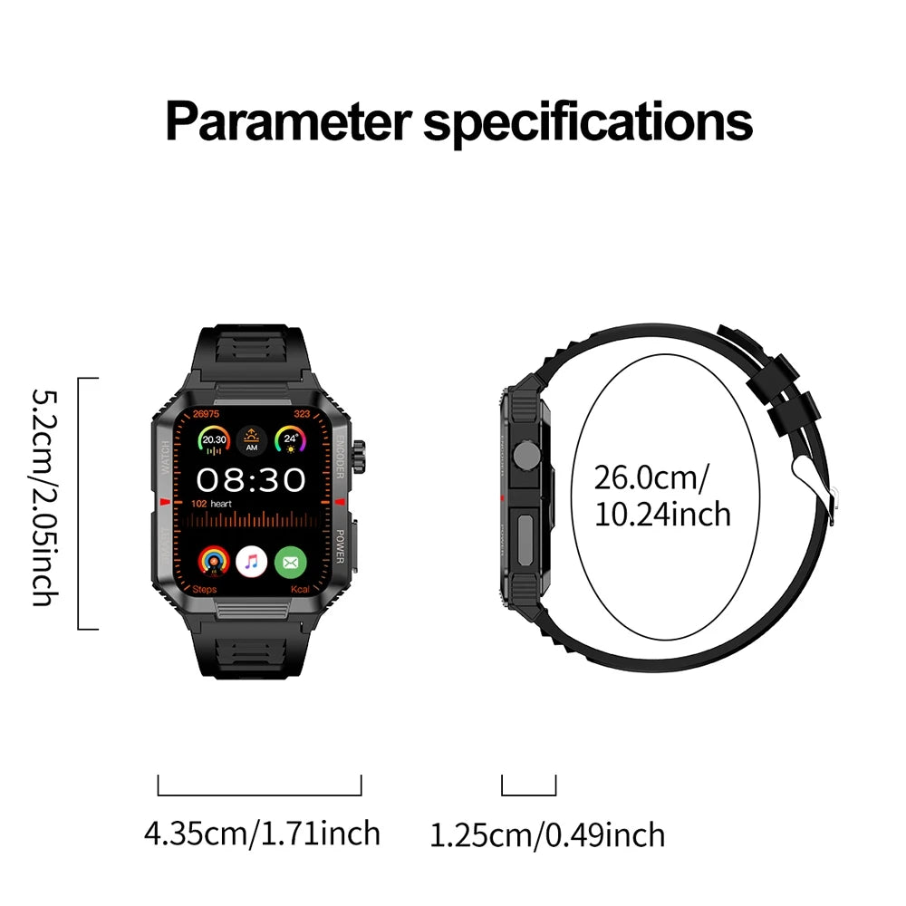 EGC+PPG GPS Fitness Smartwatch for Men – 1.99" HD Screen