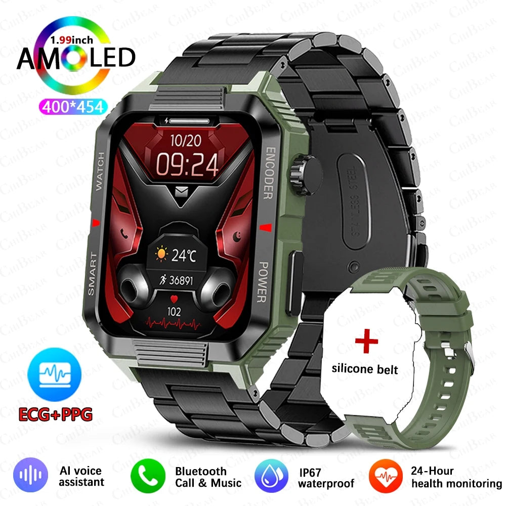 EGC+PPG GPS Fitness Smartwatch for Men – 1.99" HD Screen