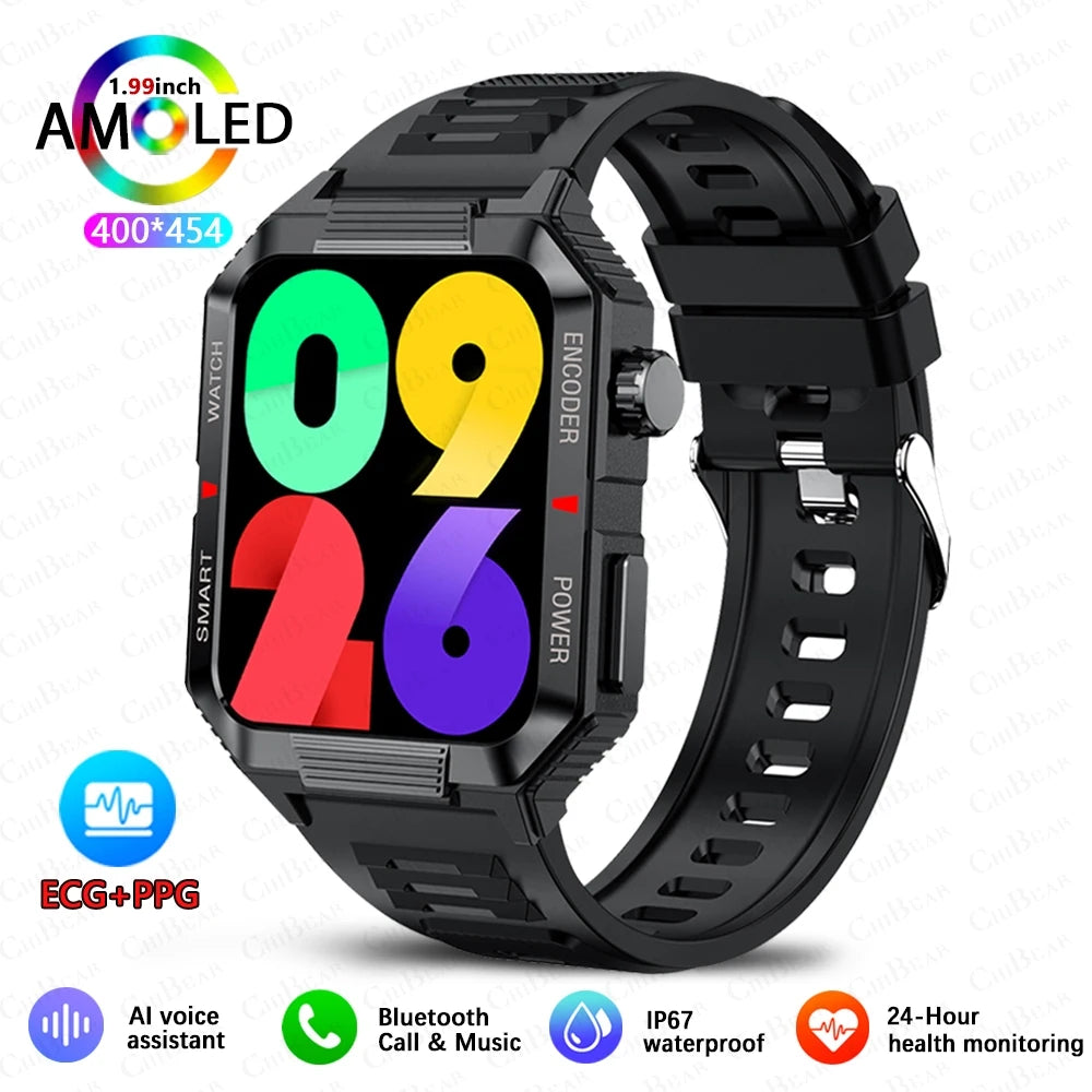 EGC+PPG GPS Fitness Smartwatch for Men – 1.99" HD Screen