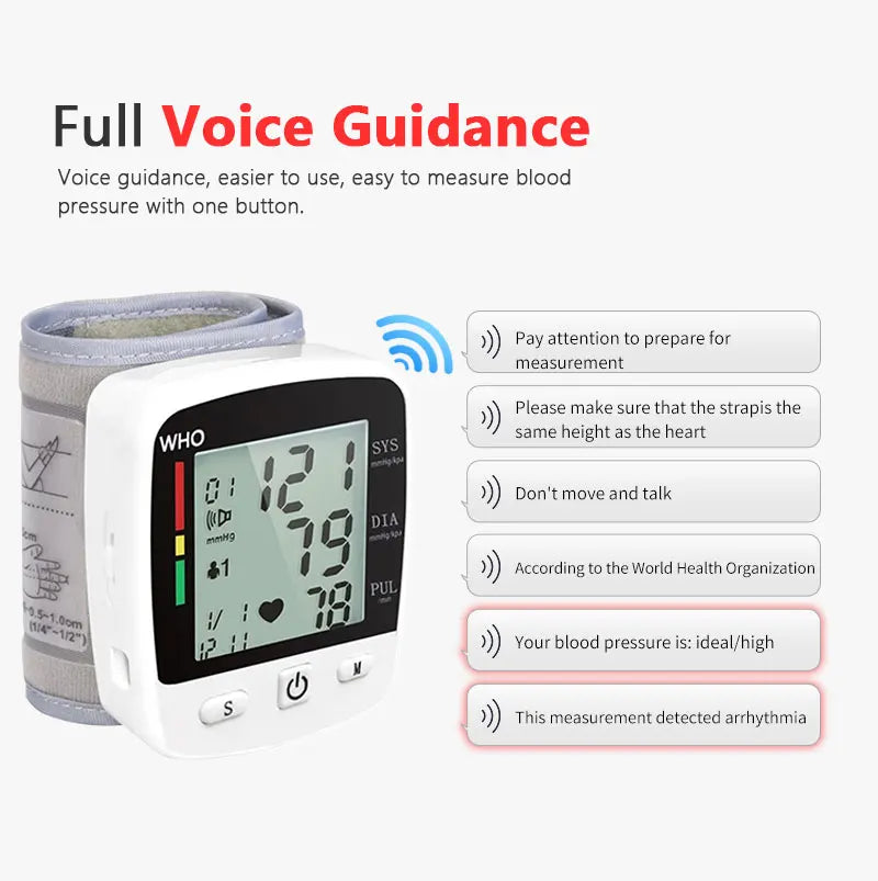 Digital Blood Pressure Monitor – Wrist Tensiometer Electronic Sphygmomanometer