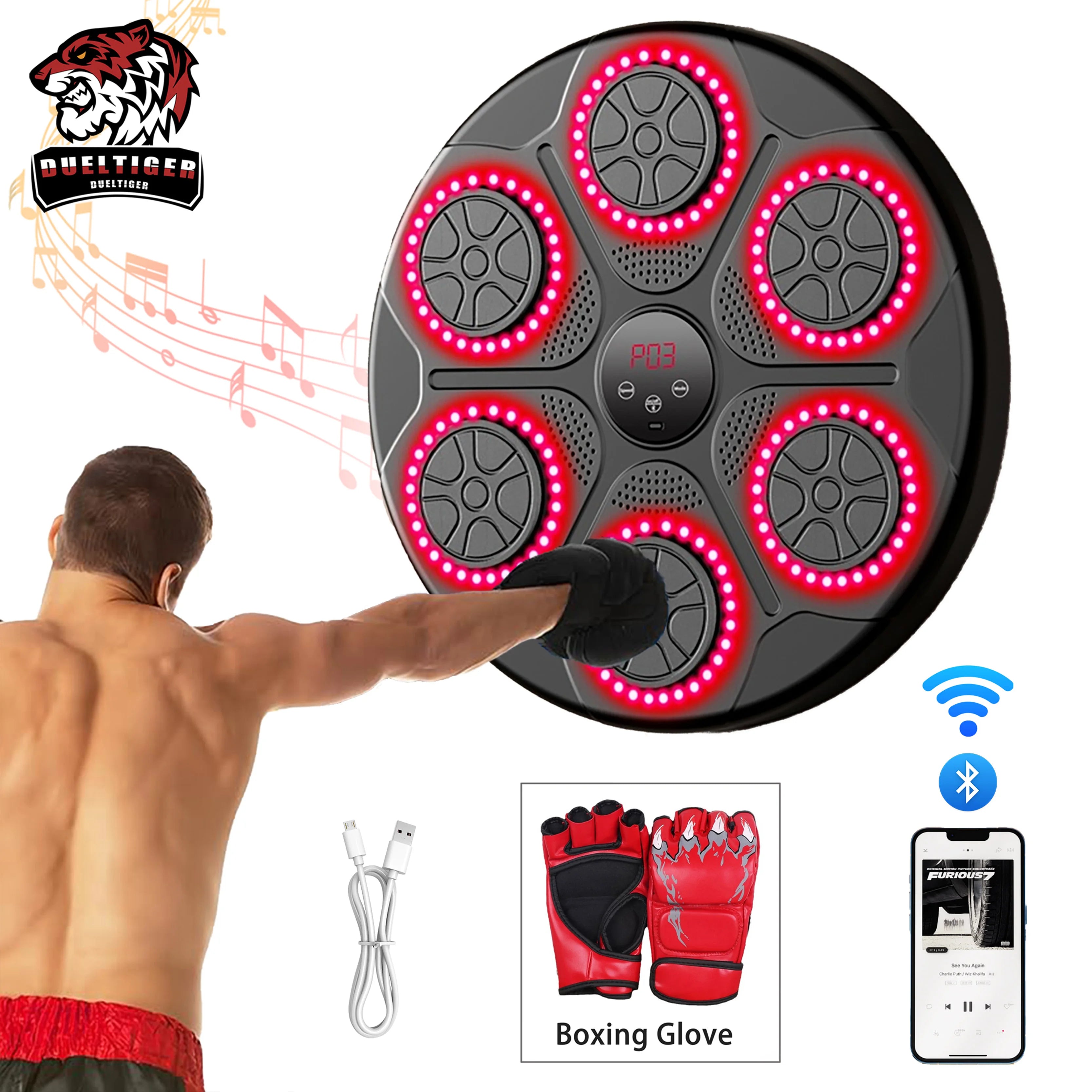 New Music Boxing Machine Smart Bluetooth Wall Mounted Music Boxing Trainer
